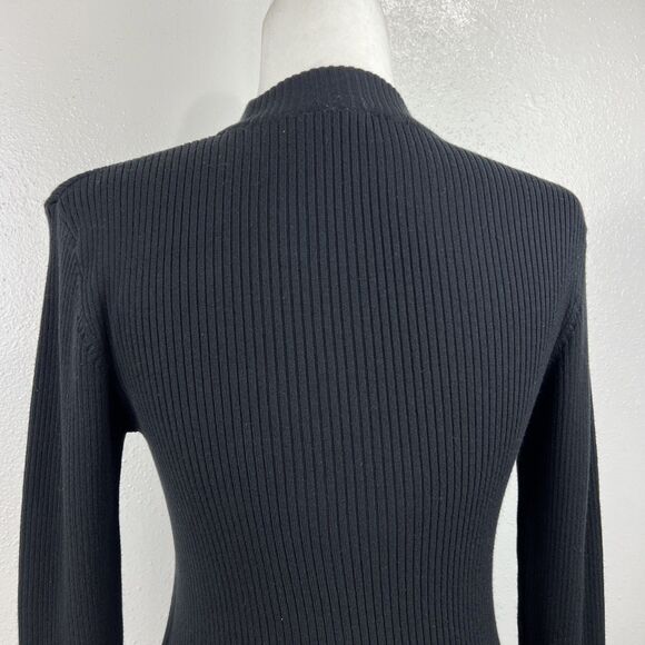 Divided Sweater Women Small Black Ribbed Knit Pullover Mock Neck Long Sleeve - Picture 13 of 14